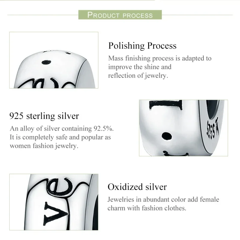 (image for) Pandora Style Silver Spacer Charm, Love You Forever - SCC595 - View 7