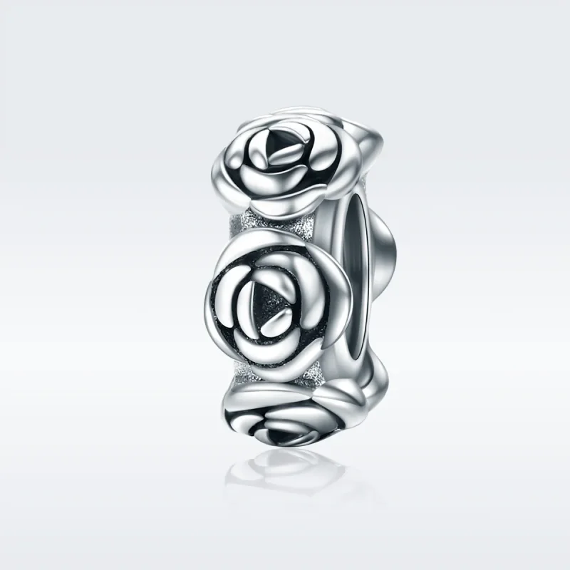(image for) Pandora Style Silver Spacer Charm, Rose Wreath - SCC596 - View 2