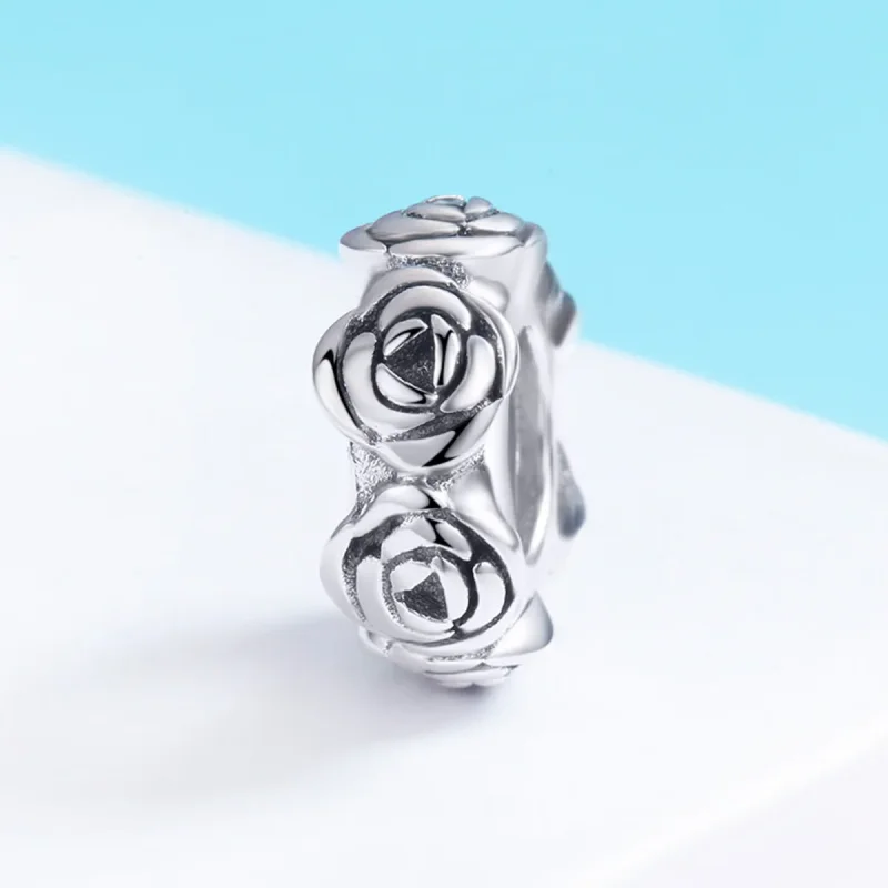 (image for) Pandora Style Silver Spacer Charm, Rose Wreath - SCC596 - View 3