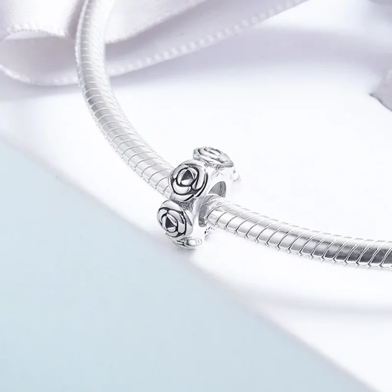 (image for) Pandora Style Silver Spacer Charm, Rose Wreath - SCC596 - View 4