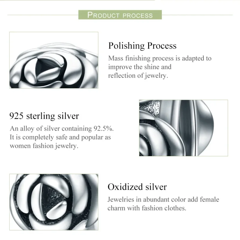 (image for) Pandora Style Silver Spacer Charm, Rose Wreath - SCC596 - View 7