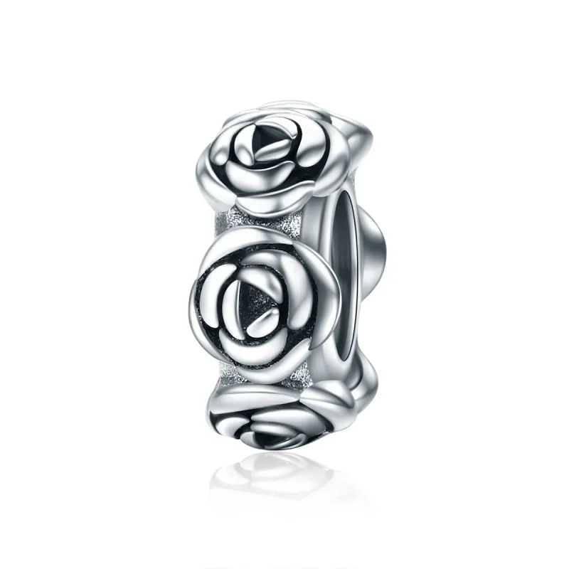 (image for) Pandora Style Silver Spacer Charm, Rose Wreath - SCC596 - Product Image
