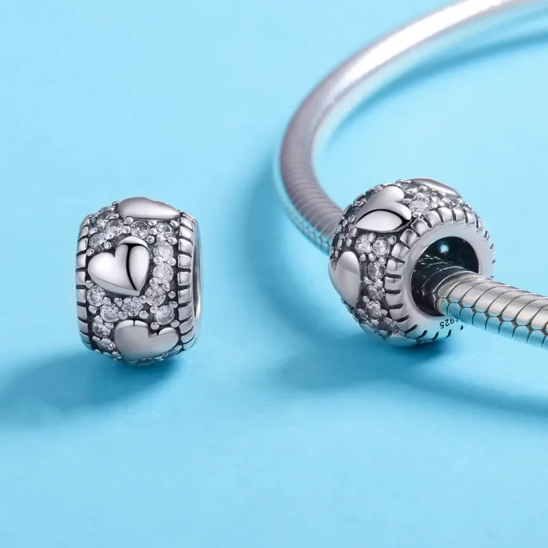 (image for) Pandora Style Silver Spacer Charm, Shine In My Heart - SCC798 - View 3
