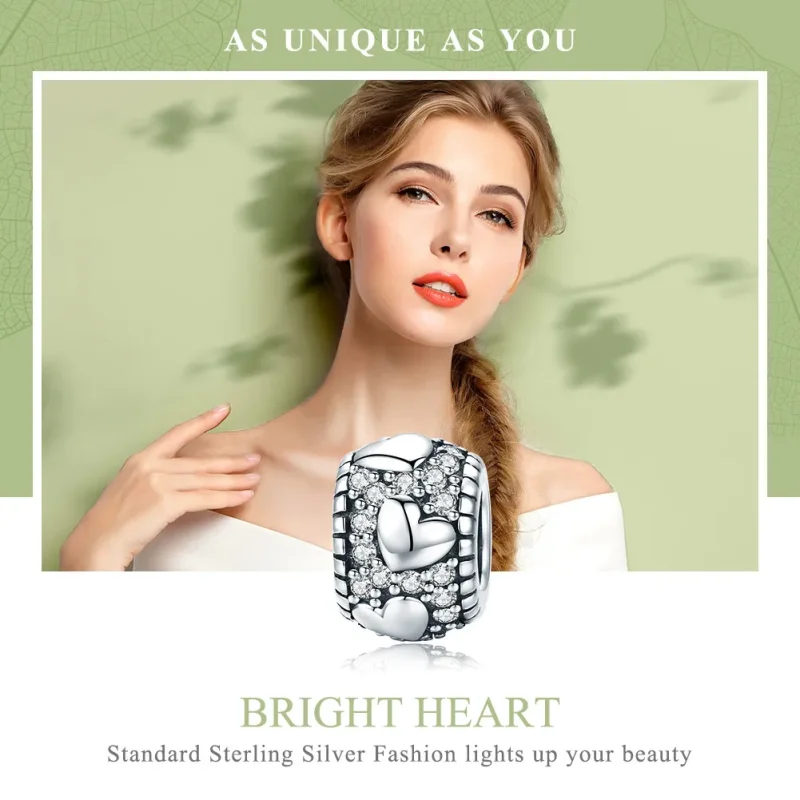 (image for) Pandora Style Silver Spacer Charm, Shine In My Heart - SCC798 - View 6