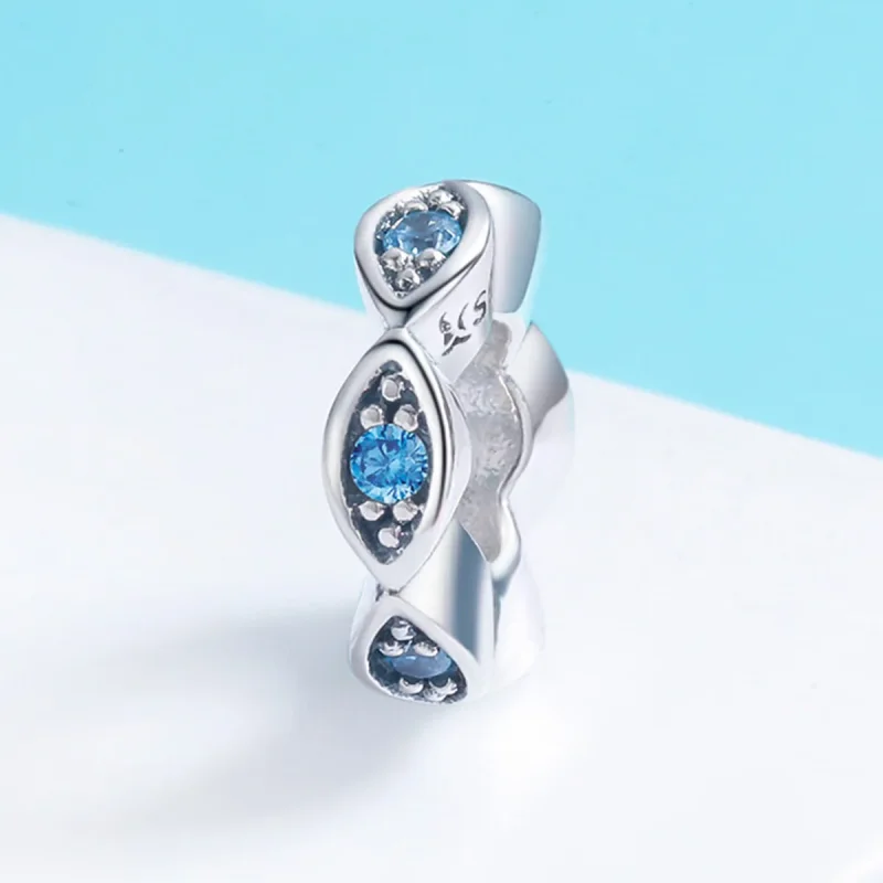 (image for) Pandora Style Silver Spacer Charm, Shining Eyes - SCC513 - View 3