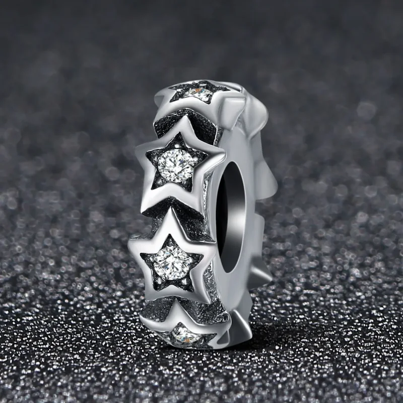 (image for) Pandora Style Silver Spacer Charm, Star - SCC244 - View 2