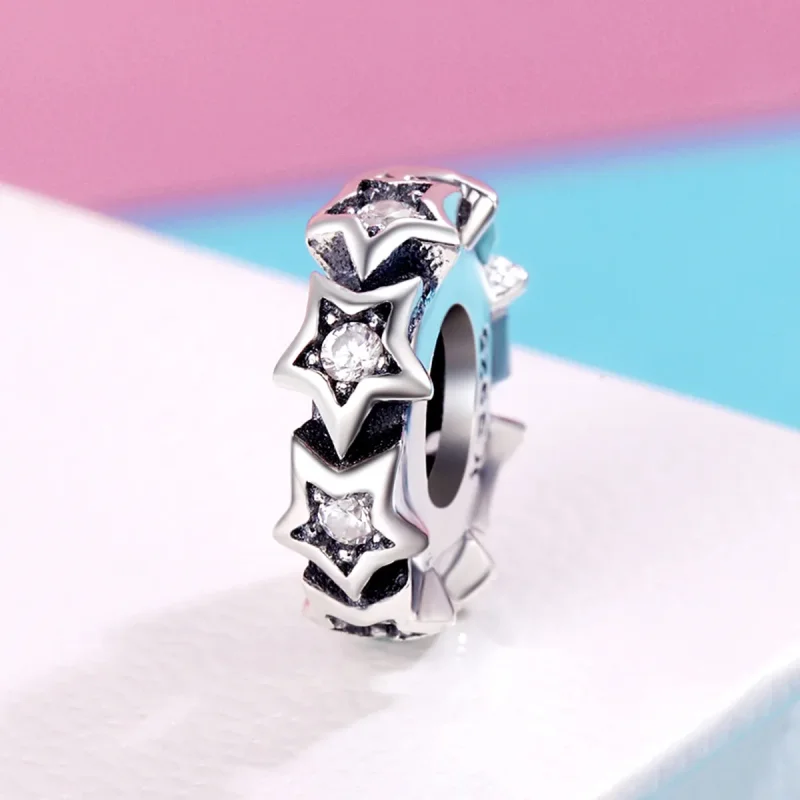 (image for) Pandora Style Silver Spacer Charm, Star - SCC244 - View 3