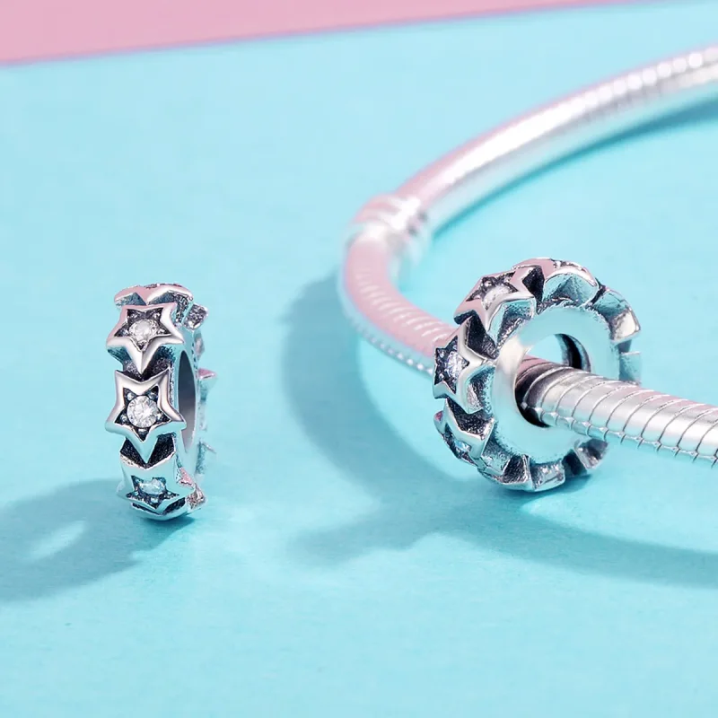 (image for) Pandora Style Silver Spacer Charm, Star - SCC244 - View 4