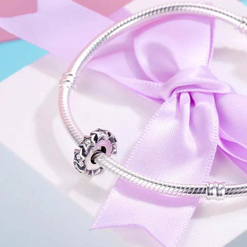 (image for) Pandora Style Silver Spacer Charm, Star - SCC244 - View 5