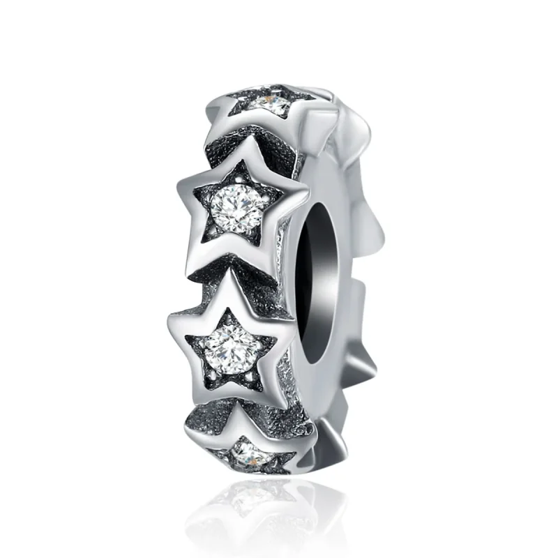 (image for) Pandora Style Silver Spacer Charm, Star - SCC244 - Product Image