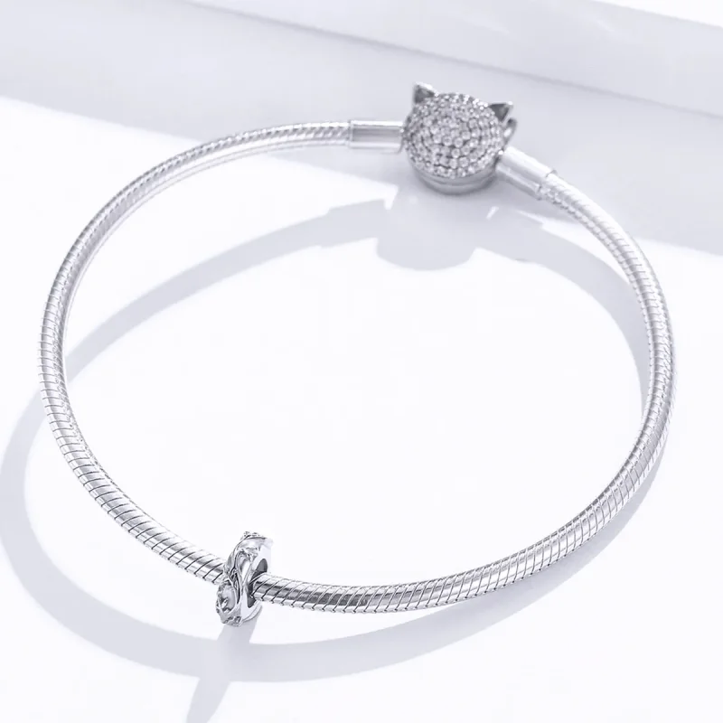 (image for) Pandora Style Silver Spacer Charm, Vine Leaf - BSC142 - View 3