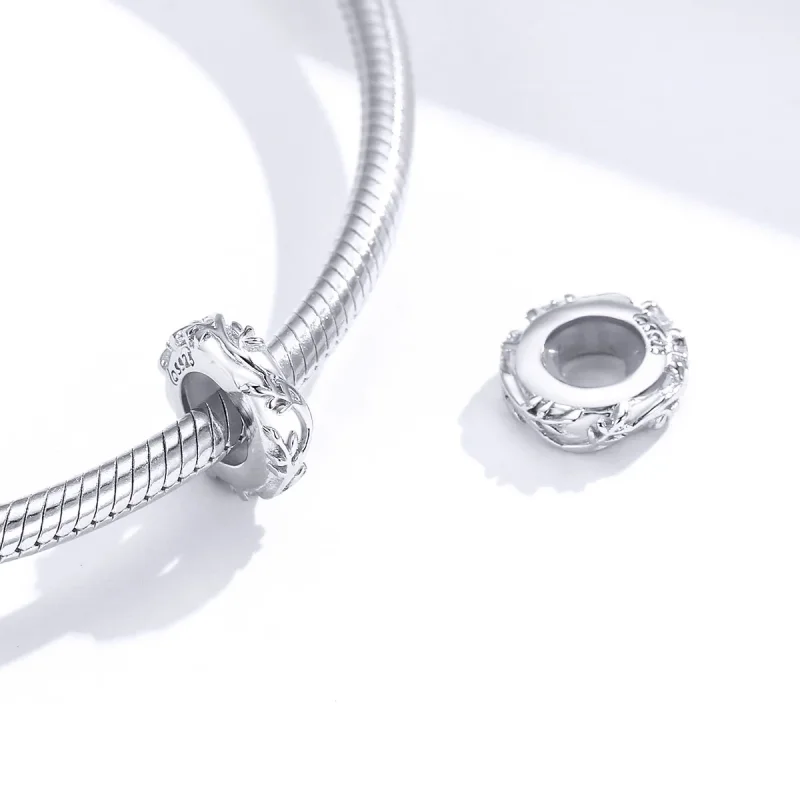 (image for) Pandora Style Silver Spacer Charm, Vine Leaf - BSC142 - View 4
