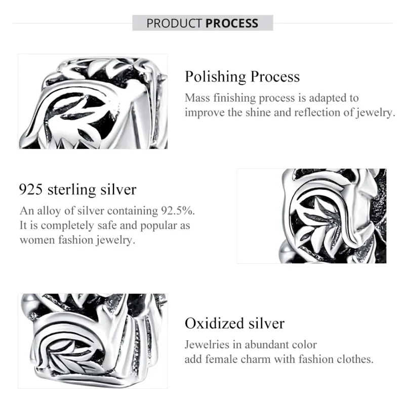 (image for) Pandora Style Silver Spacer Charm, Vintage Vines - SCC1601 - View 7