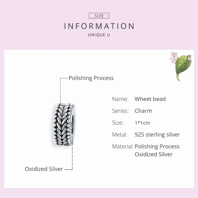 (image for) Pandora Style Silver Spacer Charm, Wheet - SCC1452 - View 7