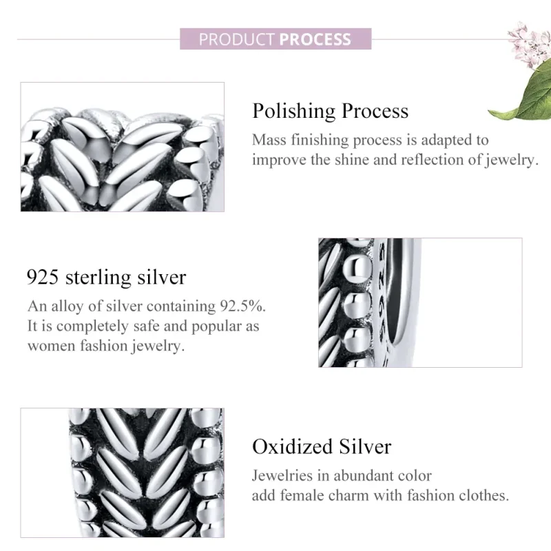 (image for) Pandora Style Silver Spacer Charm, Wheet - SCC1452 - View 8