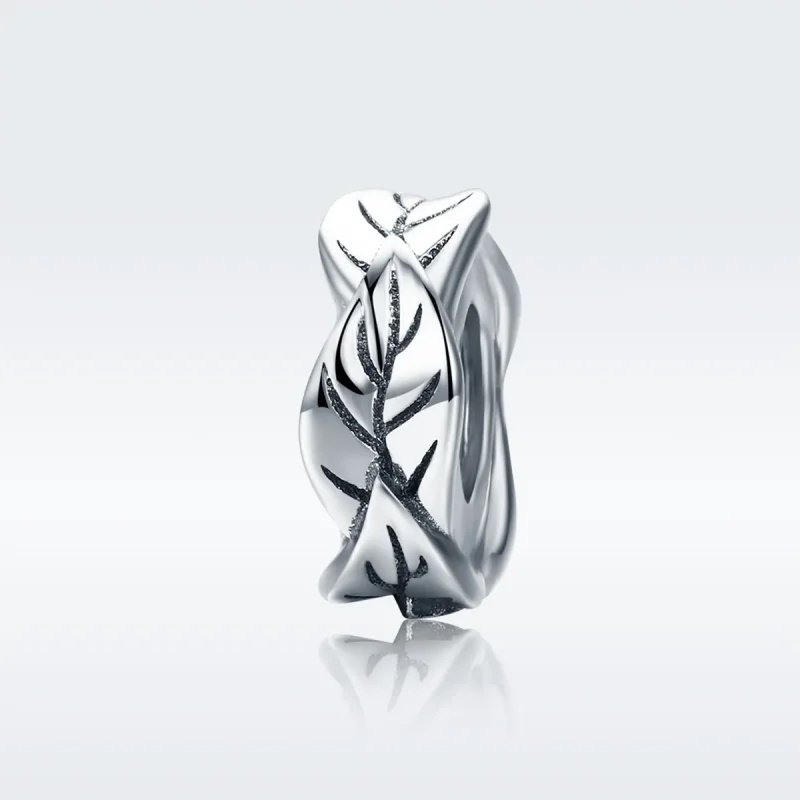(image for) Pandora Style Silver Spacer Charm, White Leaves - SCC597 - View 2