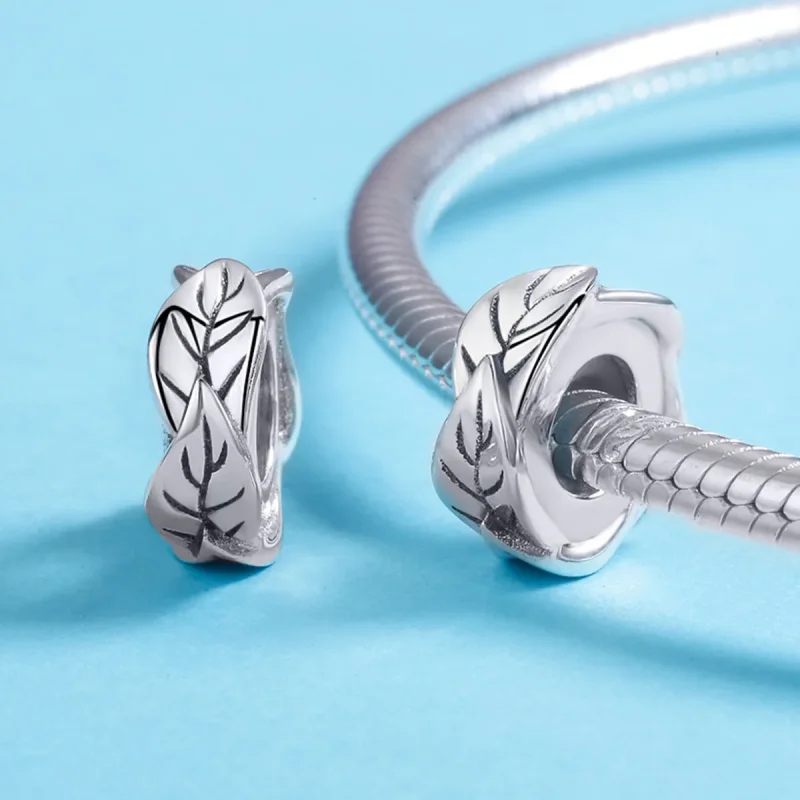 (image for) Pandora Style Silver Spacer Charm, White Leaves - SCC597 - View 5