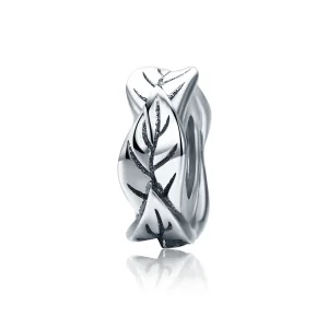 (image for) Pandora Style Silver Spacer Charm, White Leaves - SCC597