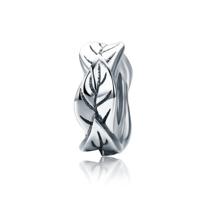 (image for) Pandora Style Silver Spacer Charm, White Leaves - SCC597 - Product Image