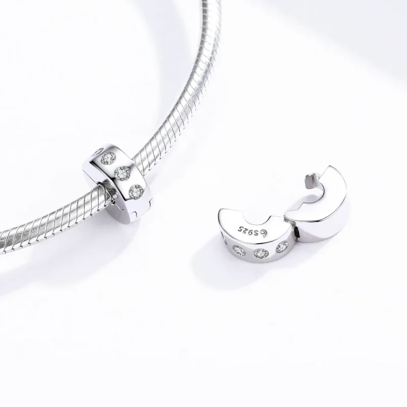 (image for) Pandora Style Silver Spacer Charm, Zirconia - BSC165 - View 4