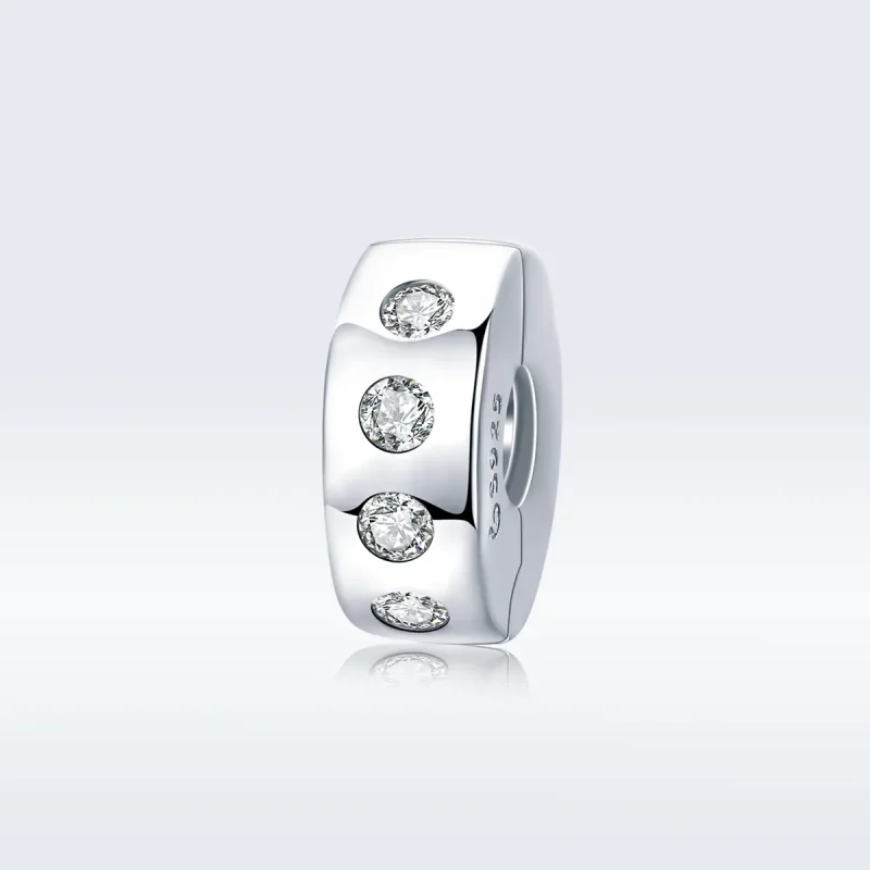 (image for) Pandora Style Silver Spacer Charm, Zirconia - BSC165 - View 5