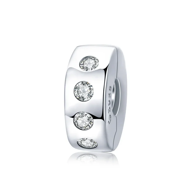 (image for) Pandora Style Silver Spacer Charm, Zirconia - BSC165 - Product Image