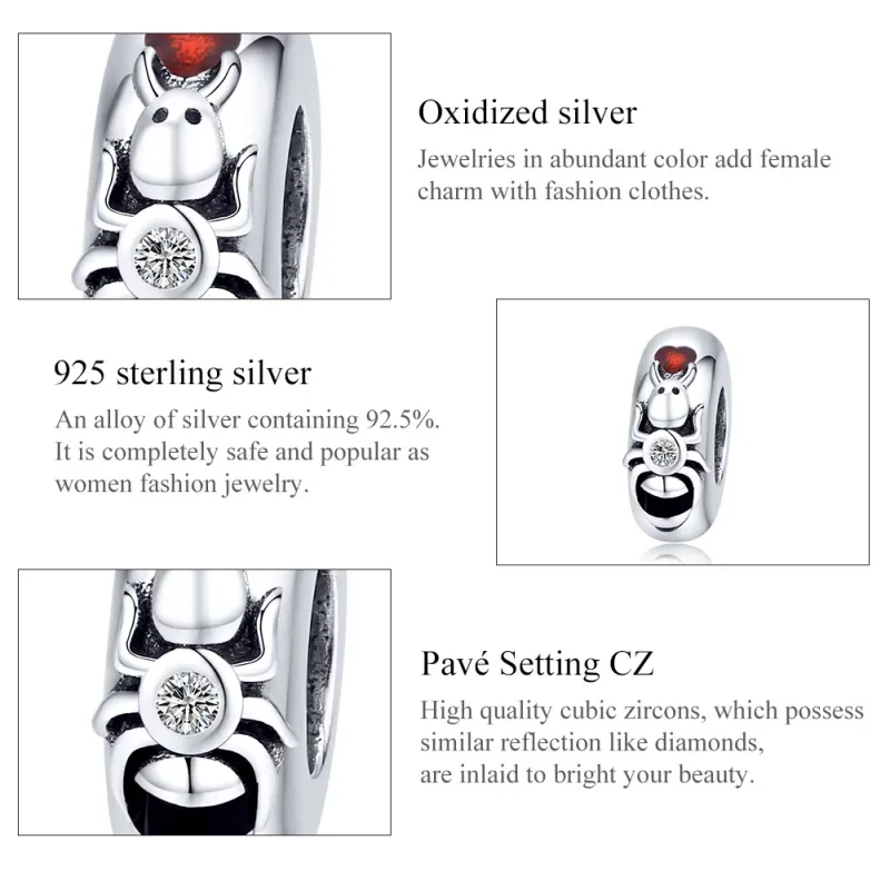 (image for) Pandora Style Spacer Charm, Ant, Red Enamel - SCC1482 - View 7