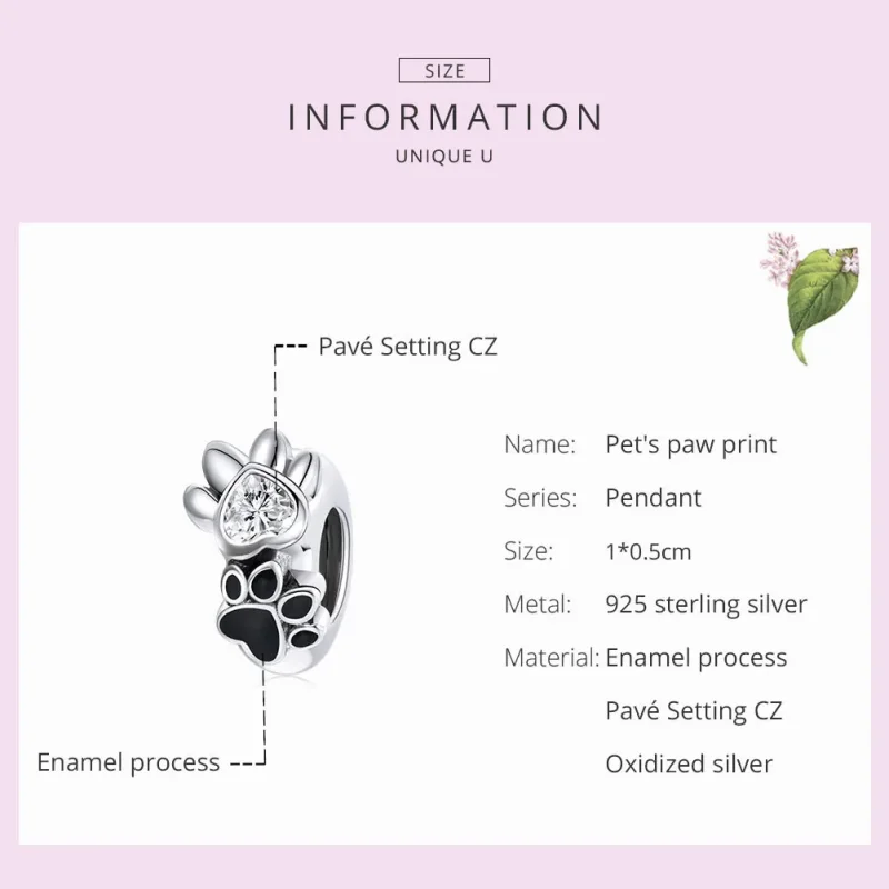 (image for) Pandora Style Spacer Charm, Budding Paw Print, Black Enamel - SCC1846 - View 5