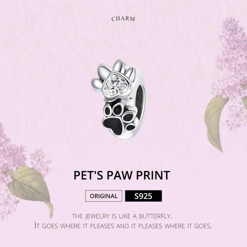 (image for) Pandora Style Spacer Charm, Budding Paw Print, Black Enamel - SCC1846 - View 7