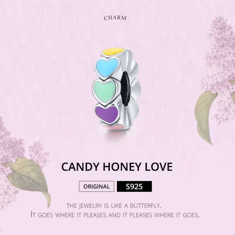 (image for) Pandora Style Spacer Charm, Candy Honey Love, Multicolor Enamel - SCC1838 - View 6