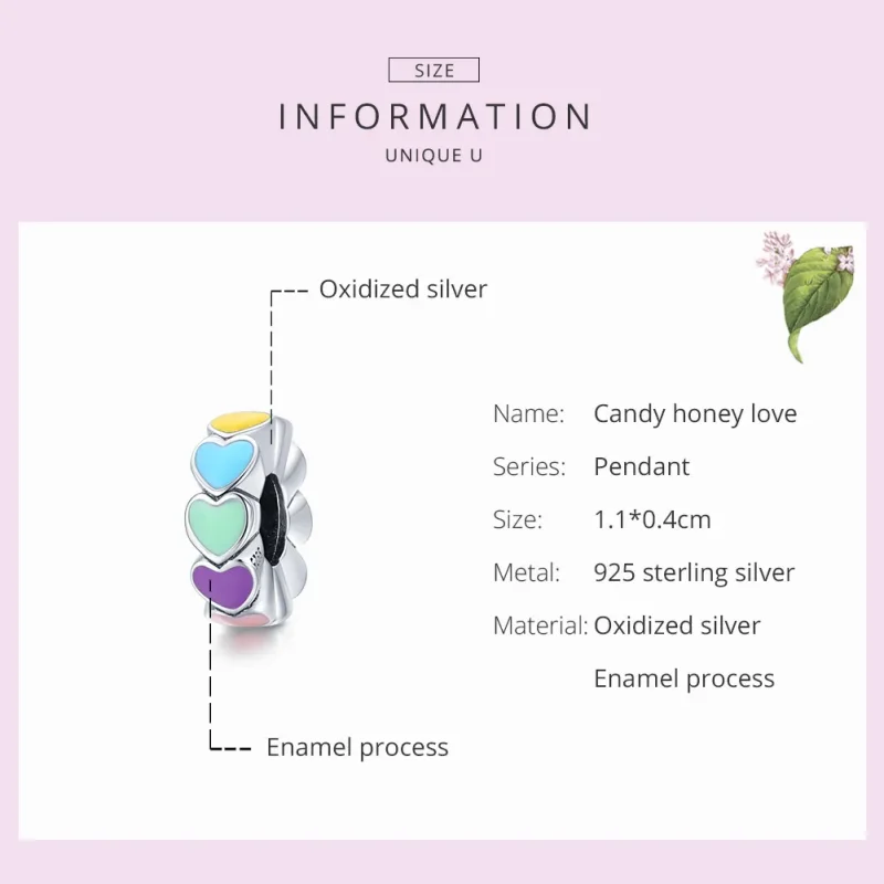 (image for) Pandora Style Spacer Charm, Candy Honey Love, Multicolor Enamel - SCC1838 - View 7
