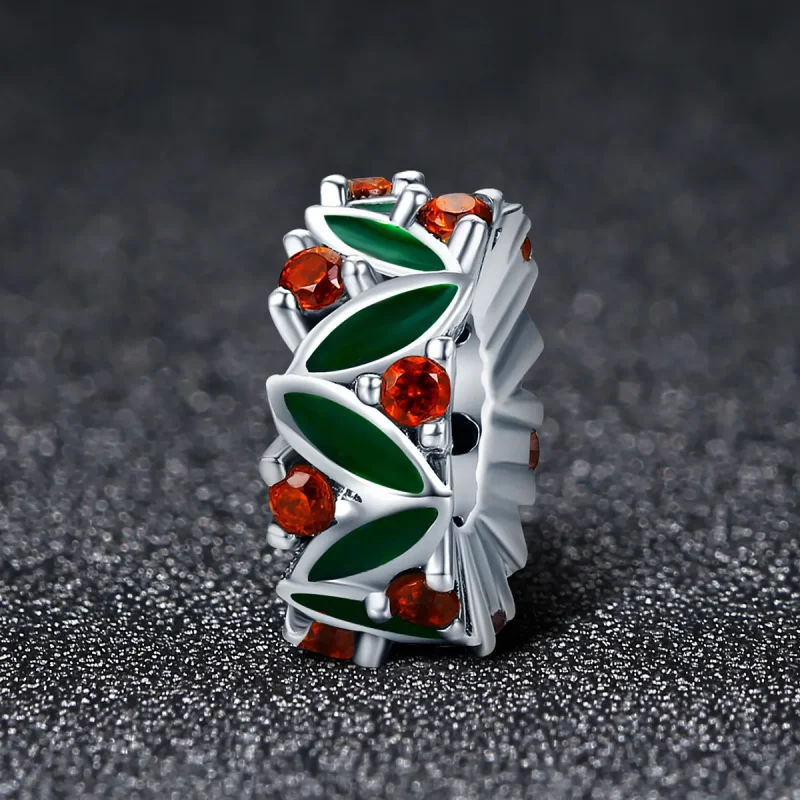 (image for) Pandora Style Spacer Charm, Christmas Tree Leaves, Multicolor Enamel - SCC317 - View 2