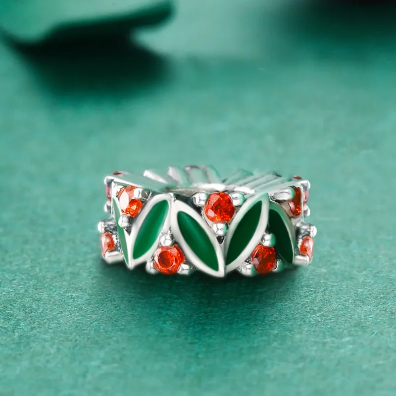 (image for) Pandora Style Spacer Charm, Christmas Tree Leaves, Multicolor Enamel - SCC317 - View 5