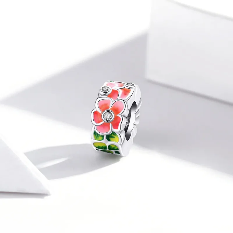 (image for) Pandora Style Spacer Charm, Colorful Flowers, Multicolor Enamel - SCC1727 - View 2