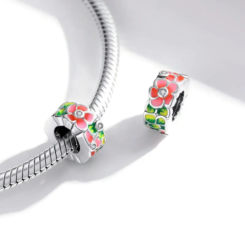 (image for) Pandora Style Spacer Charm, Colorful Flowers, Multicolor Enamel - SCC1727 - View 4