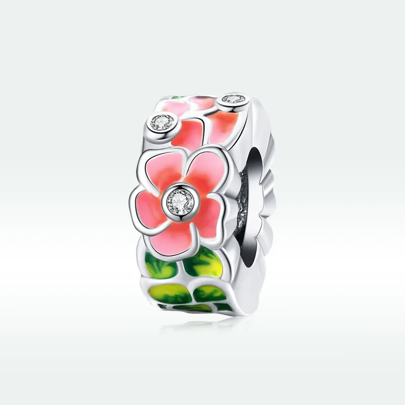 (image for) Pandora Style Spacer Charm, Colorful Flowers, Multicolor Enamel - SCC1727 - View 5