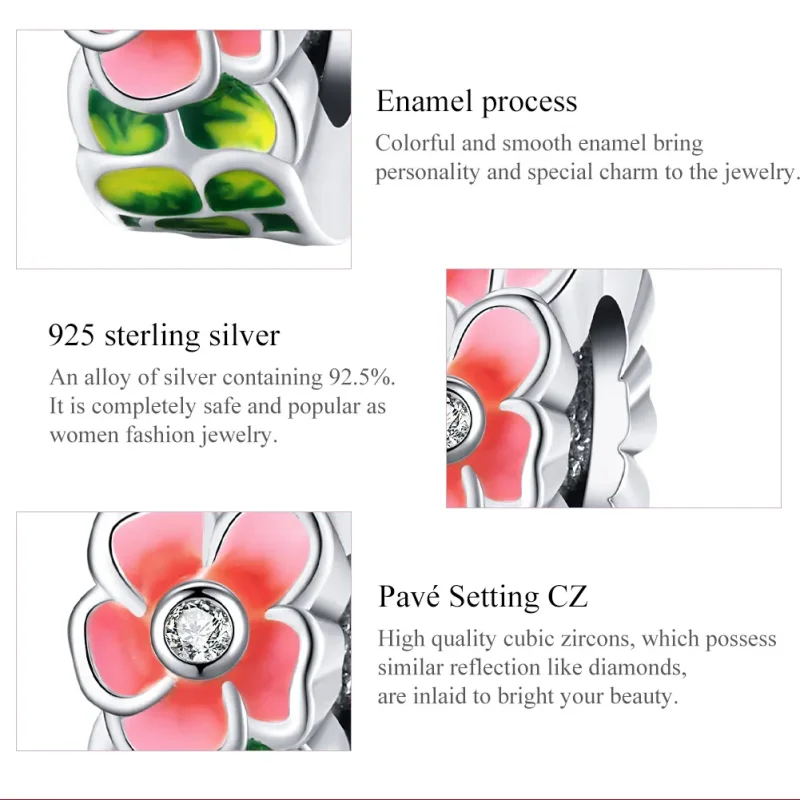 (image for) Pandora Style Spacer Charm, Colorful Flowers, Multicolor Enamel - SCC1727 - View 7