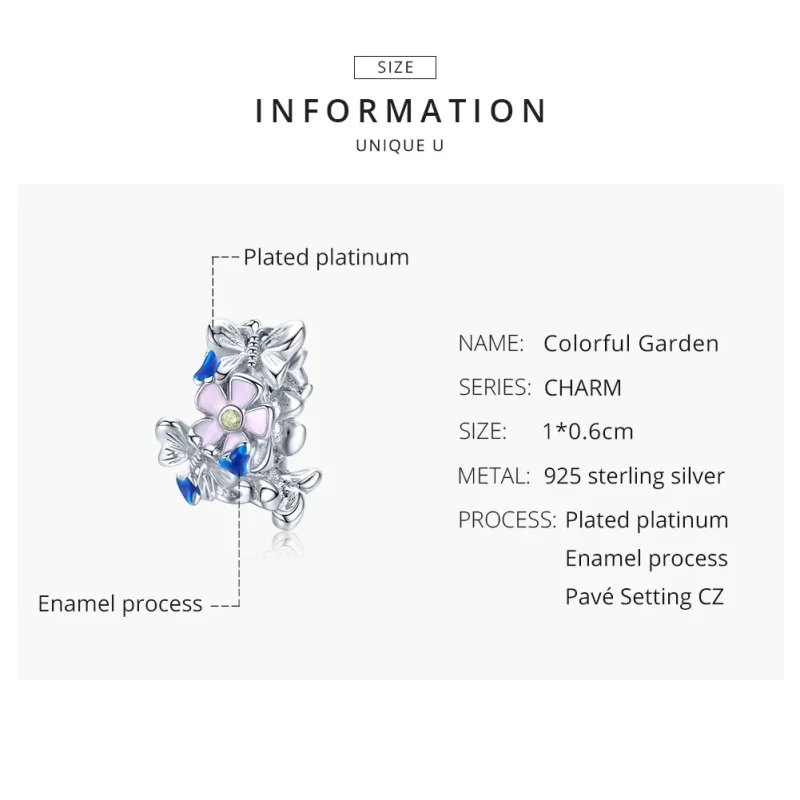 (image for) Pandora Style Spacer Charm, Colorful Garden, Multicolor Enamel - BSC288 - View 8