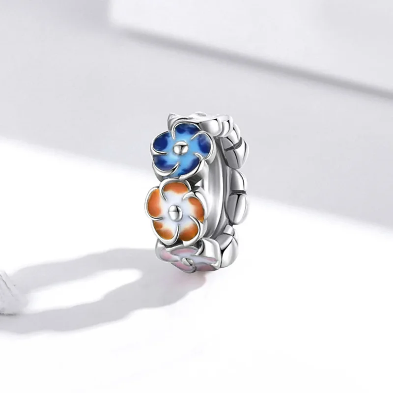 (image for) Pandora Style Spacer Charm, Colorful Hydrangea, Multicolor Enamel - SCC1703 - View 2