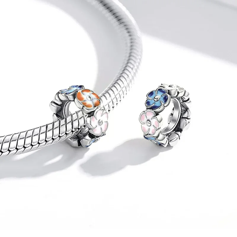 (image for) Pandora Style Spacer Charm, Colorful Hydrangea, Multicolor Enamel - SCC1703 - View 4