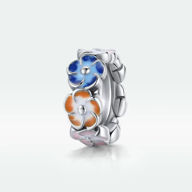 (image for) Pandora Style Spacer Charm, Colorful Hydrangea, Multicolor Enamel - SCC1703 - View 5