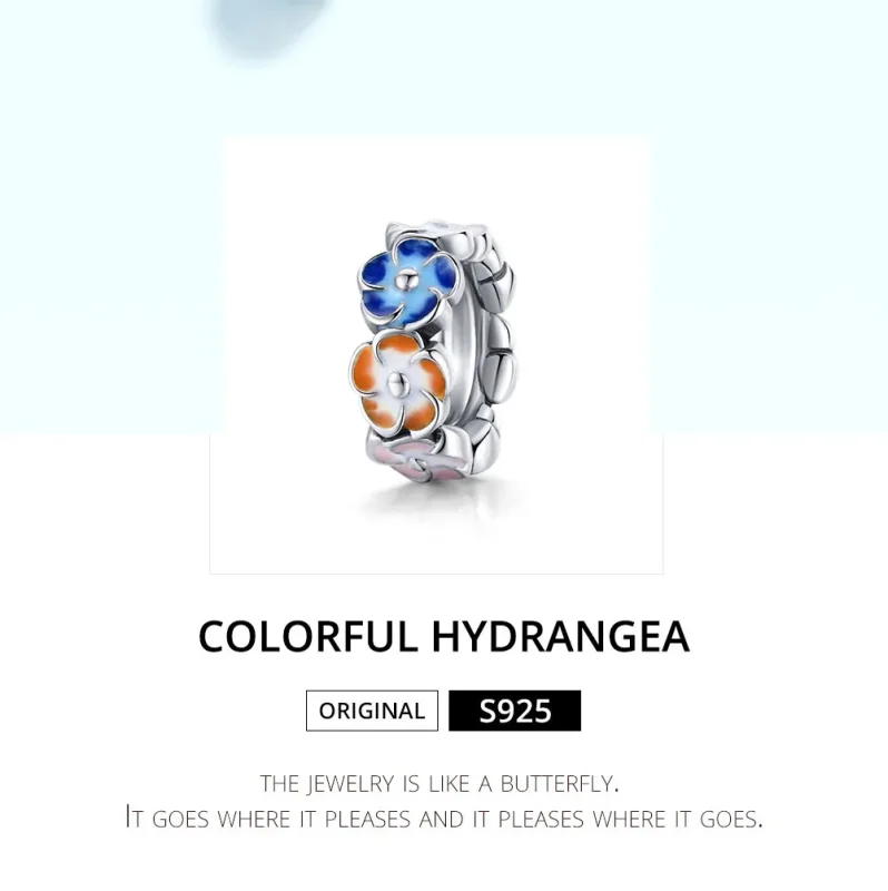(image for) Pandora Style Spacer Charm, Colorful Hydrangea, Multicolor Enamel - SCC1703 - View 6