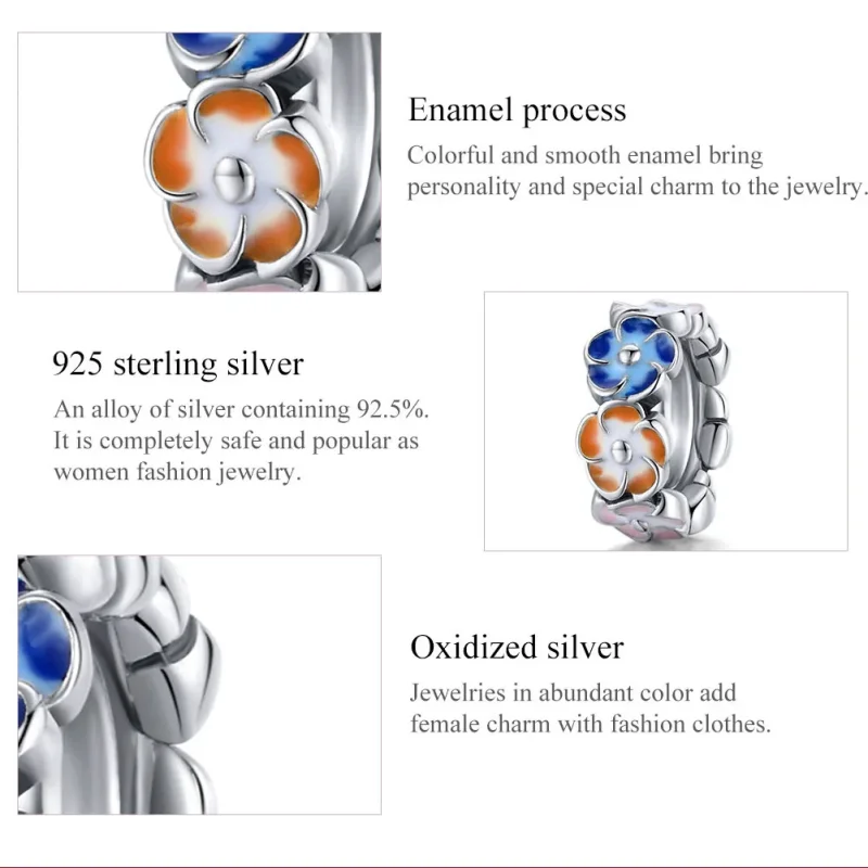 (image for) Pandora Style Spacer Charm, Colorful Hydrangea, Multicolor Enamel - SCC1703 - View 7