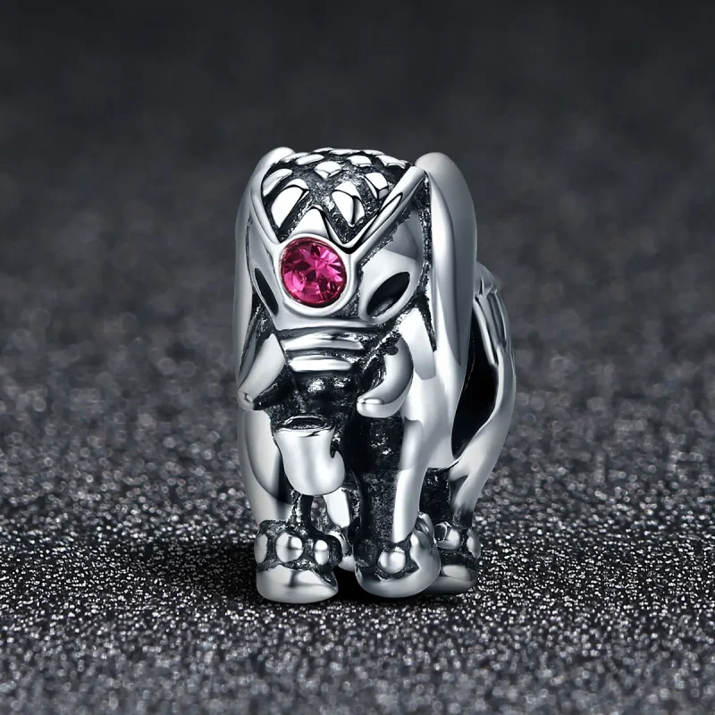 (image for) Pandora Style Spacer Charm, Cute Baby Elephant, Magenta Pink Enamel - SCC321 - View 2