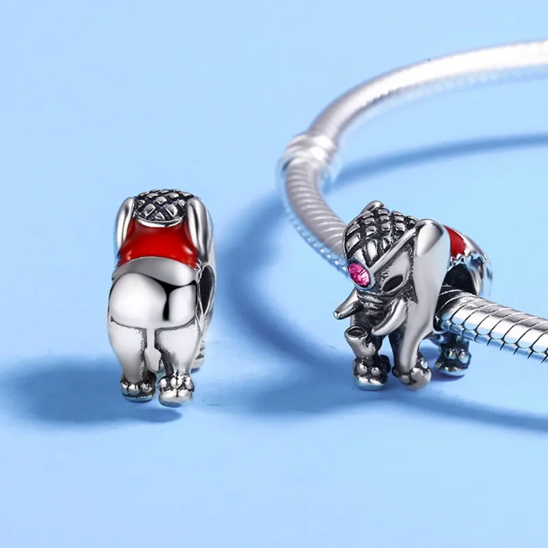 (image for) Pandora Style Spacer Charm, Cute Baby Elephant, Magenta Pink Enamel - SCC321 - View 5