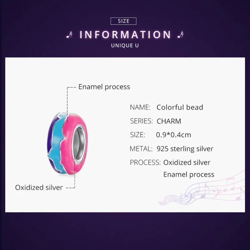(image for) Pandora Style Spacer Charm, Cyberpunk - Dazzling Beads, Multicolor Enamel - SCC1 - View 6