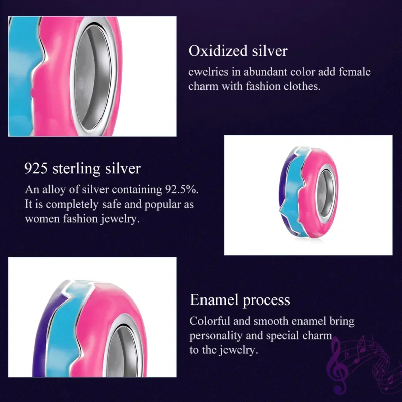 (image for) Pandora Style Spacer Charm, Cyberpunk - Dazzling Beads, Multicolor Enamel - SCC1 - View 7