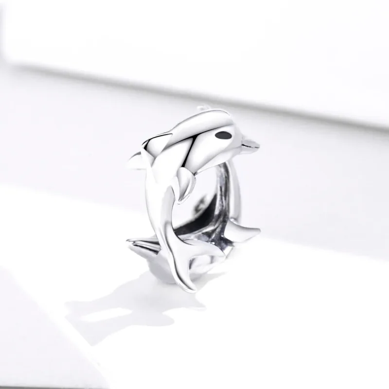 (image for) Pandora Style Spacer Charm, Dolphins, Enamel - BSC296 - View 2