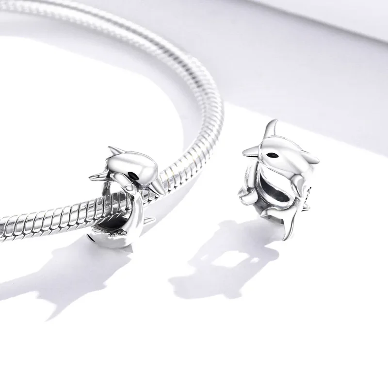 (image for) Pandora Style Spacer Charm, Dolphins, Enamel - BSC296 - View 4