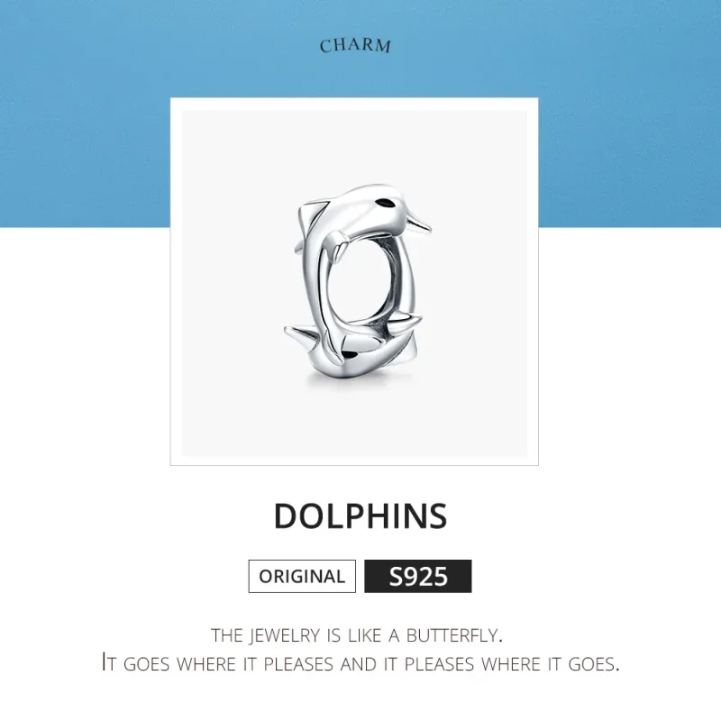 (image for) Pandora Style Spacer Charm, Dolphins, Enamel - BSC296 - View 6